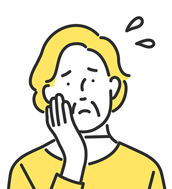 困っている年配の女性のイラスト