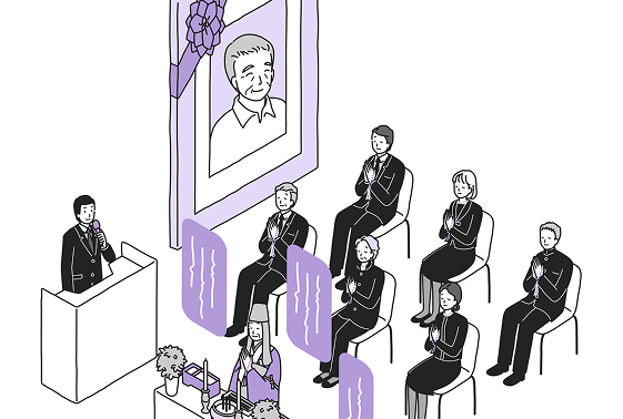 多くの人が参列しているのイラスト
